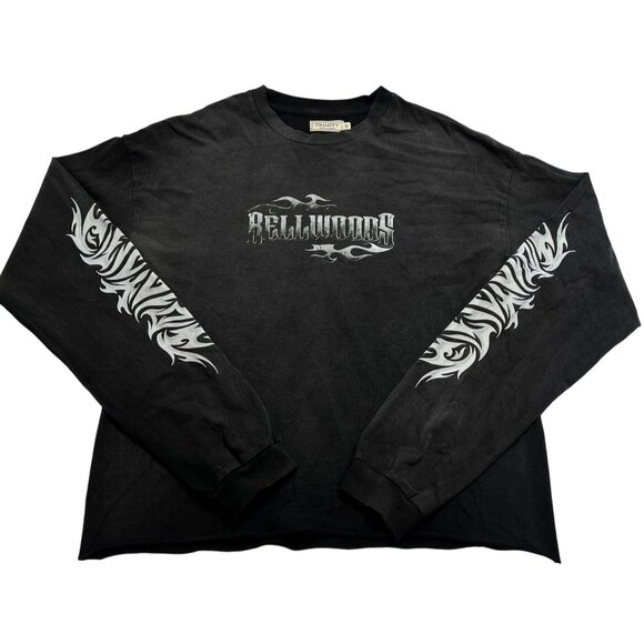 Trinity The Label Bellwoods Flames Crewneck Long Sleeve Shirt in Black - Picture 1 of 3
